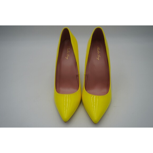 Elizabeth Tang Neon Yellow Pointed Toe Stiletto Glossy Dressy Heel Pumps Size 10 - Picture 6 of 16
